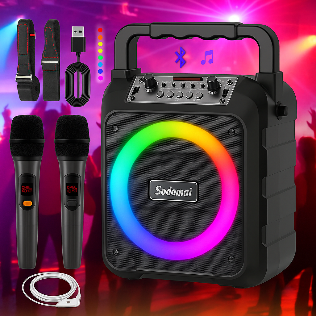Bluetooth Karaoke Machine With Dual Wireless Microphones