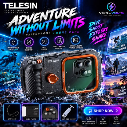 TELESIN Waterproof Diving Phone Case & Bluetooth Grip Handle